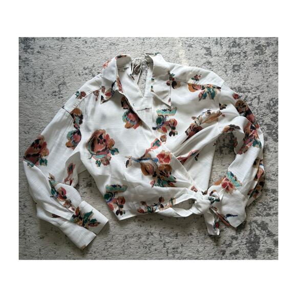 Vince Ikat Floral Wrap Shirt Size Large - Picture 4 of 8